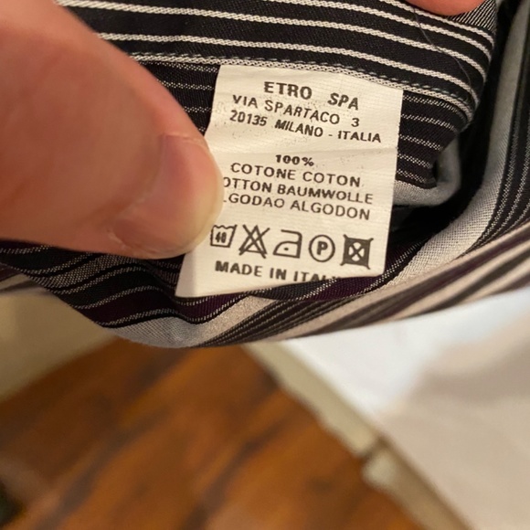 ETRO Mens Striped  Button Down Shirt Sz 41 - Picture 7 of 8